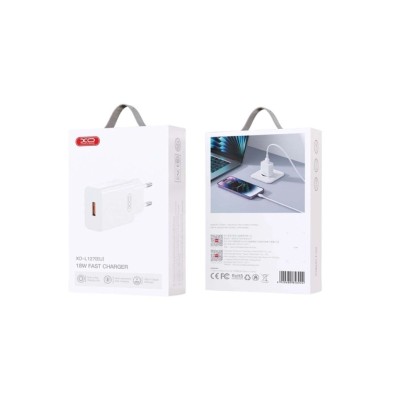 Kucni punjac XO L127 ulaz USB-A QC 18W white + iphone cable